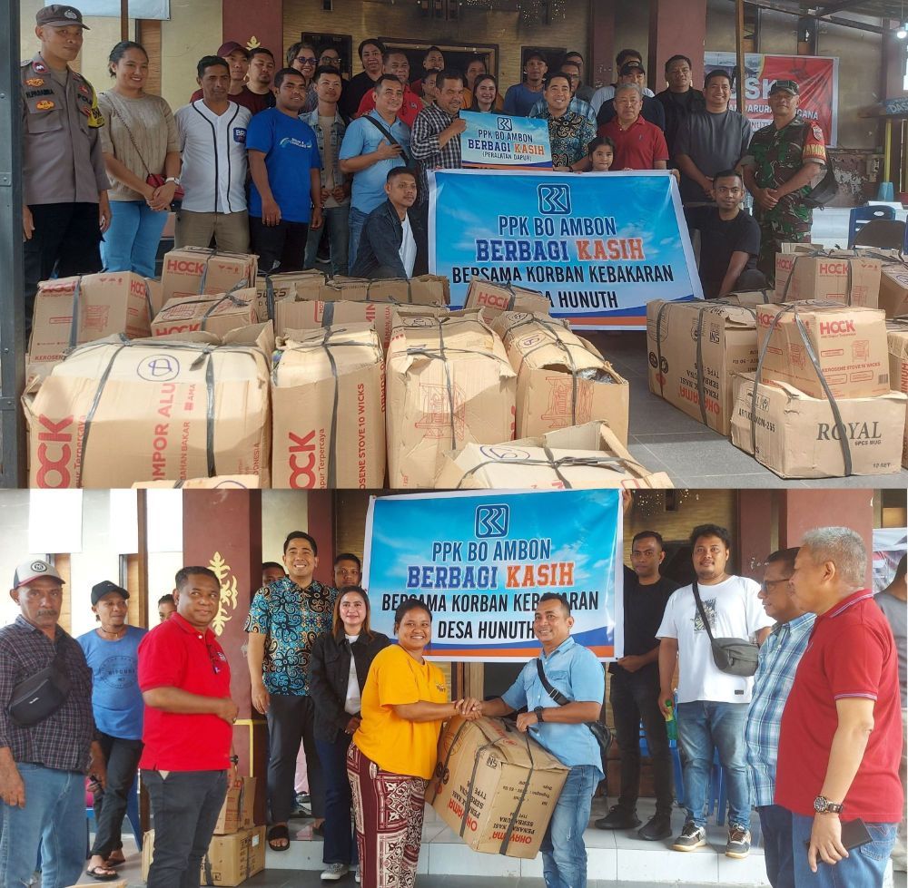 PPK BO BRI Ambon Bantu Korban Kebakaran Desa Hunuth dengan Peralatan Dapur